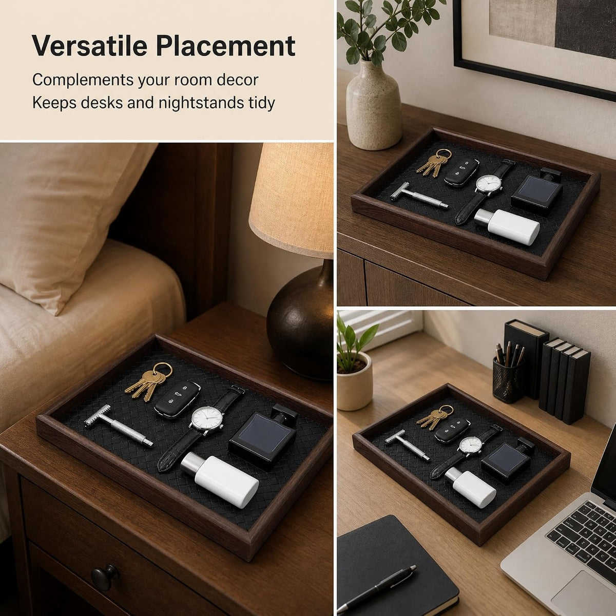 Norwood™ Wooden Valet Tray — Felt-Lined Catch-All