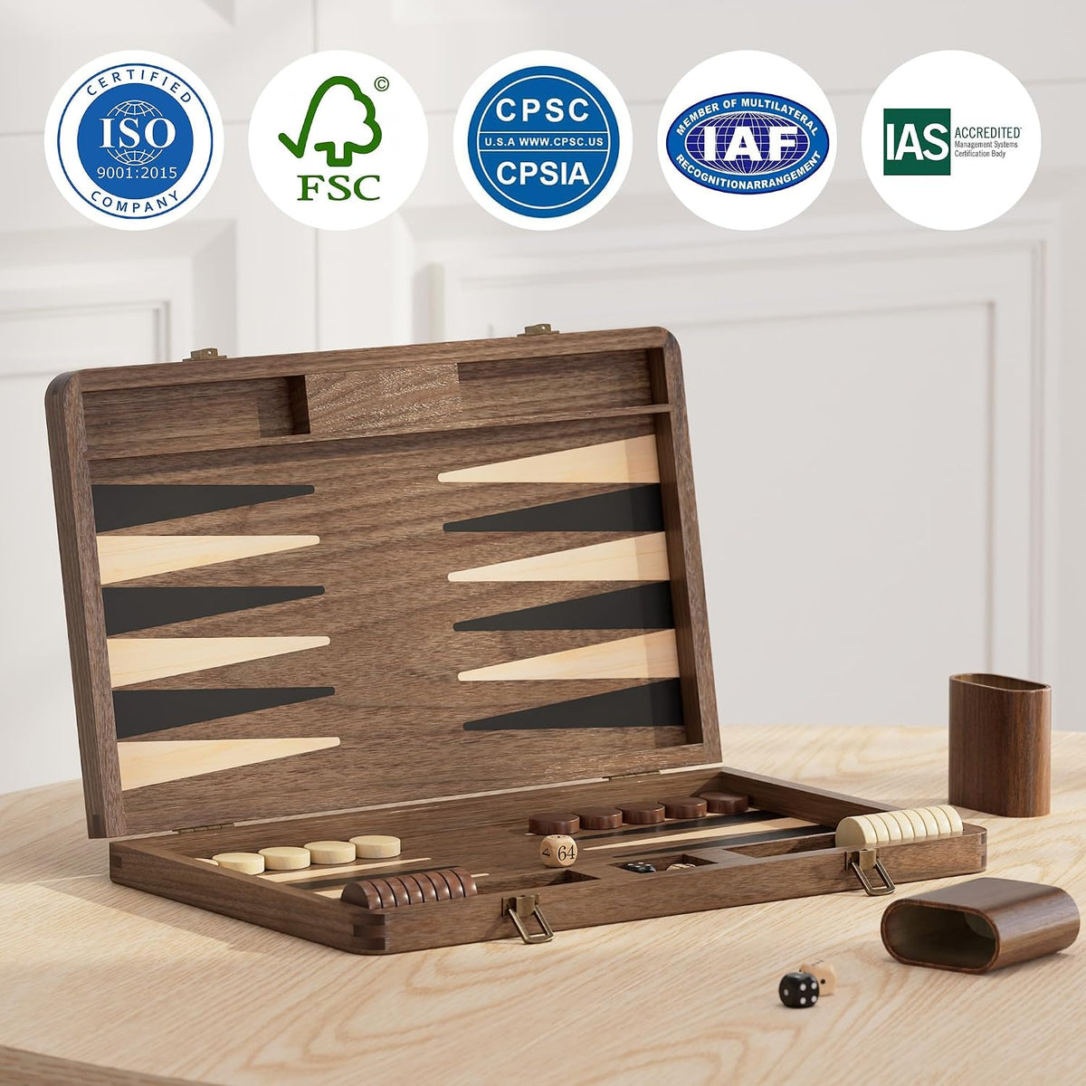 Black Walnut Backgammon Set