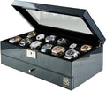 Valcourt™ Carbon 12-Slot Watch Box — Lockable Glass Display