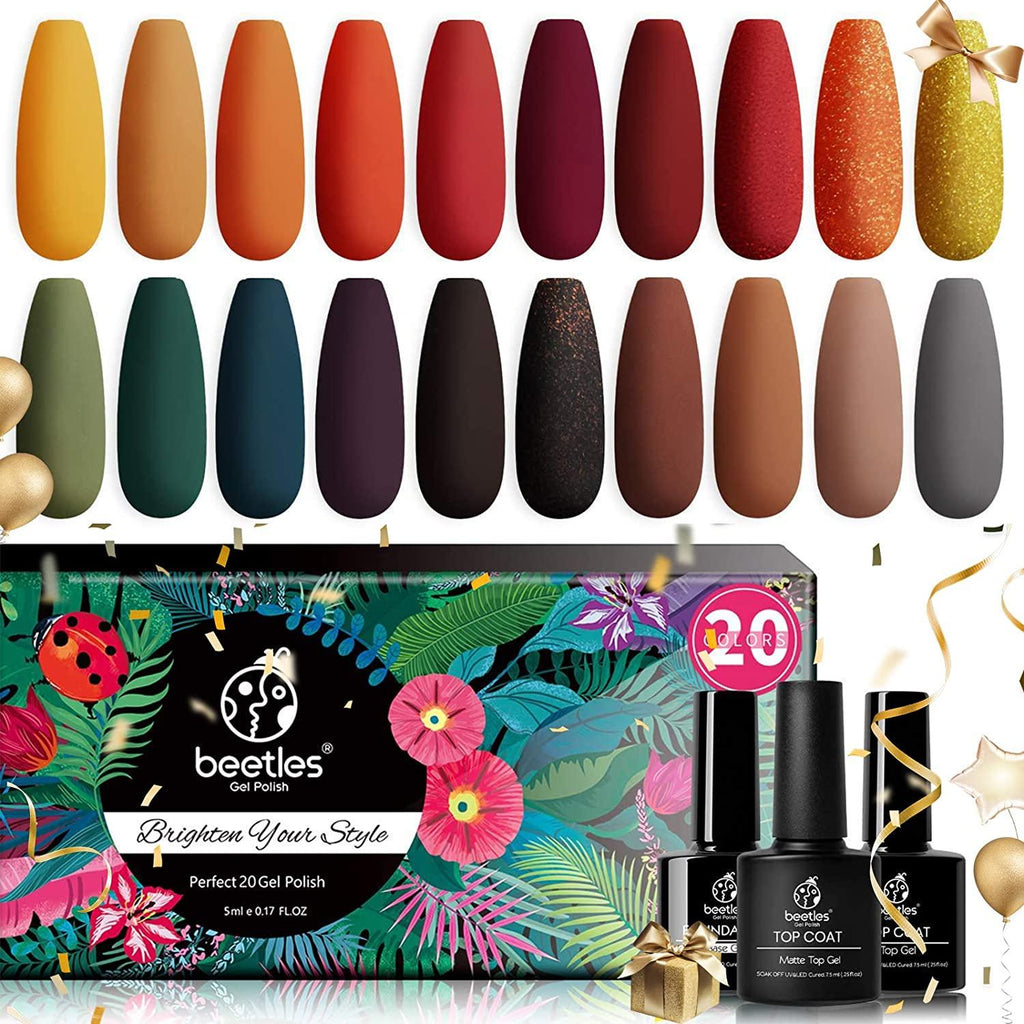 Beetles Gel Nail Polish Kit — 20 Mini Colours with Base & Top Coat