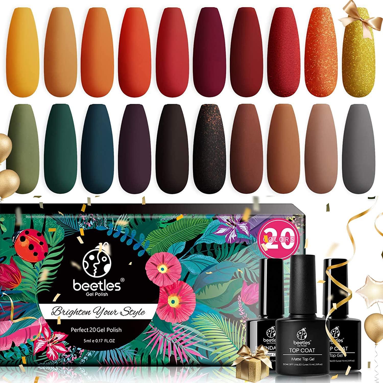 Beetles Gel Nail Polish Kit — 20 Mini Colours with Base & Top Coat