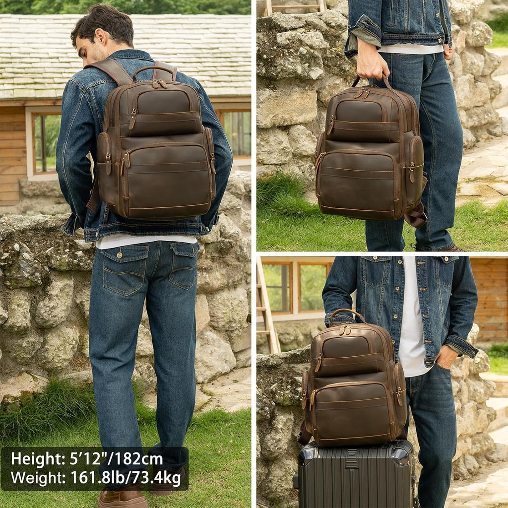 Ashcroft™ Vintage Leather Laptop Backpack — 15.6″ Business Rucksack
