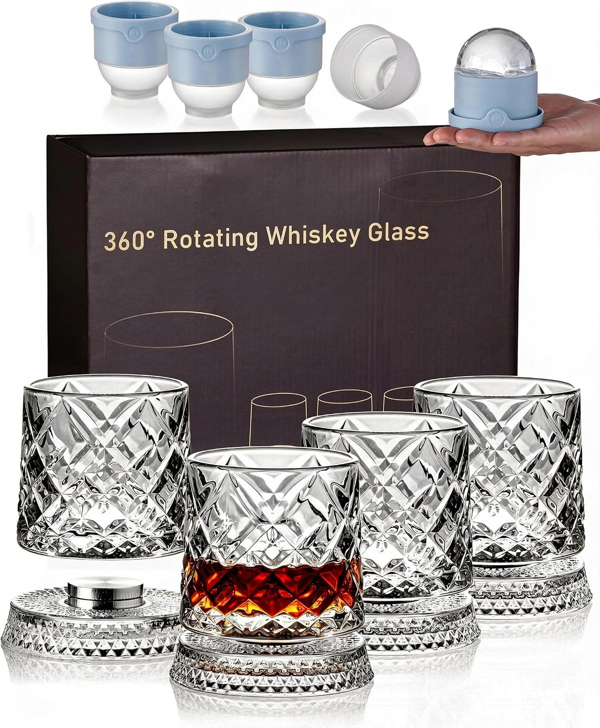 Balvorne™ 360° Spinning Whisky Glasses — Set of 4, Gift Box