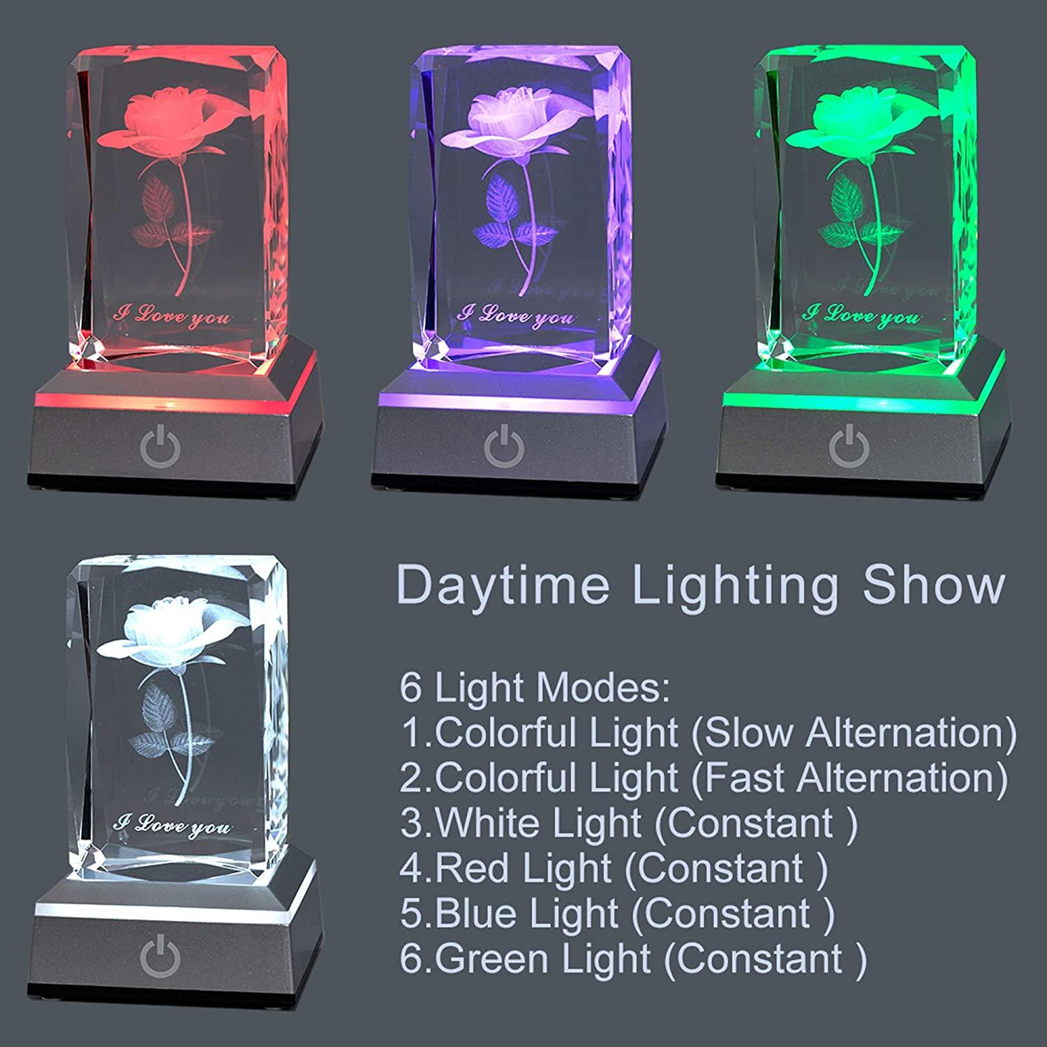 hochance 3D Rose Crysatl with LED Display Base