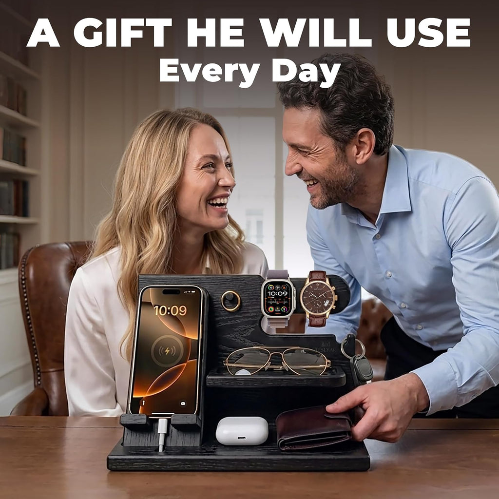 Norwood™ Wooden Docking Station — Phone, Watch & Key Stand
