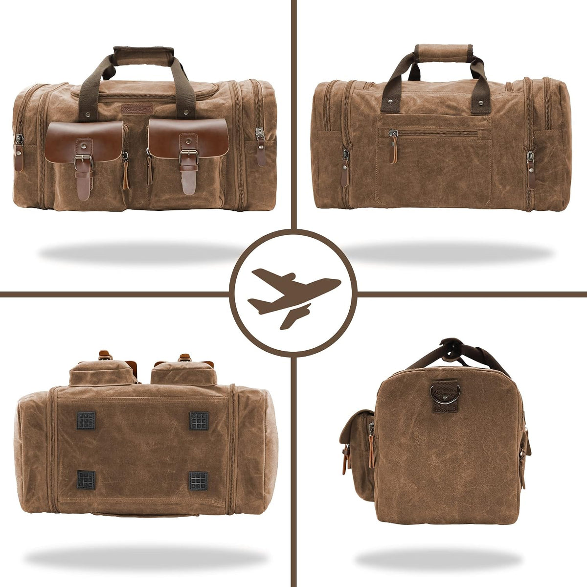Ashcroft™ Waxed Canvas & Leather Duffle — 50L Expandable Weekender