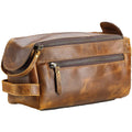 KomalC Premium Buffalo Leather Unisex Toiletry Bag Travel Dopp Kit