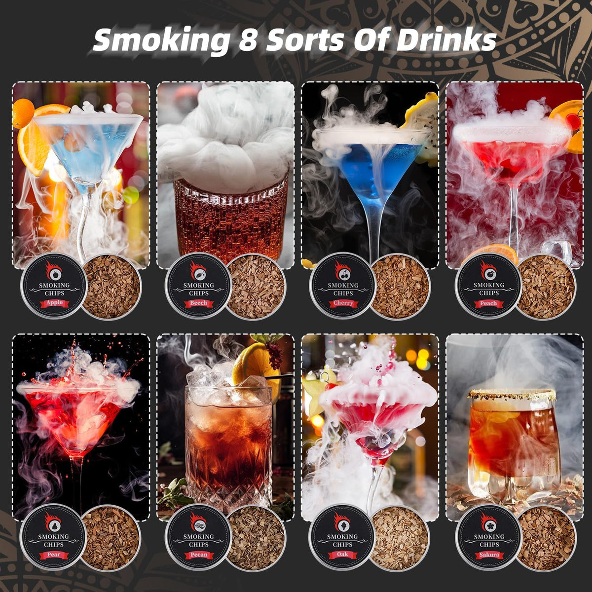 Emberton™ Signature Whisky Smoker Set — 8 Wood Flavours & Smoke Top