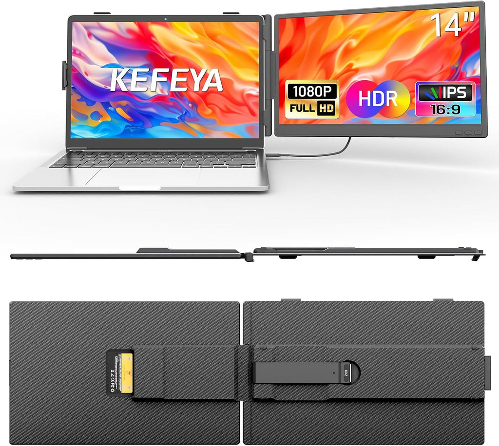 KEFEYA Laptop Screen Extender 14" FHD 1080P Full HD IPS Port