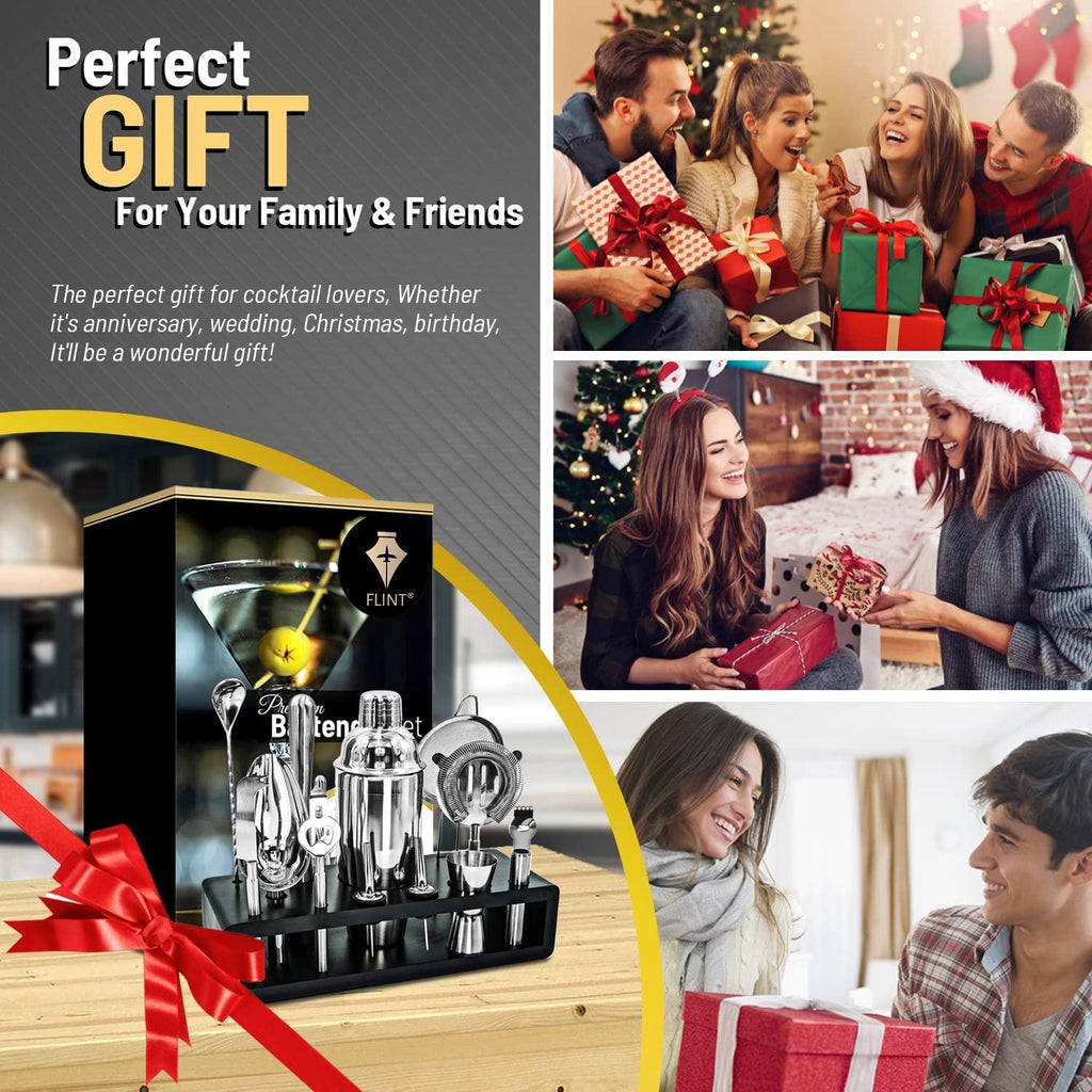 13-Piece Cocktail Bar Set — Stainless Steel Bartender Kit with Recipe Book