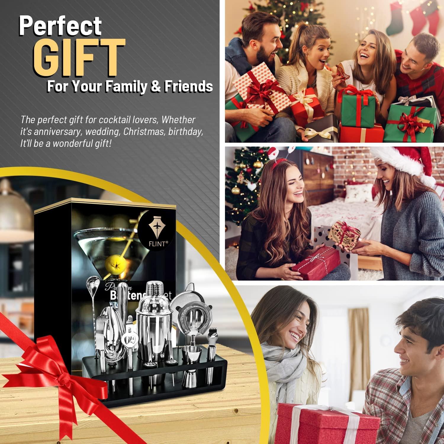 13-Piece Cocktail Bar Set — Stainless Steel Bartender Kit with Recipe Book
