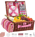 Picnic Basket Set for 4 with Waterproof Picnic Blanket and I
