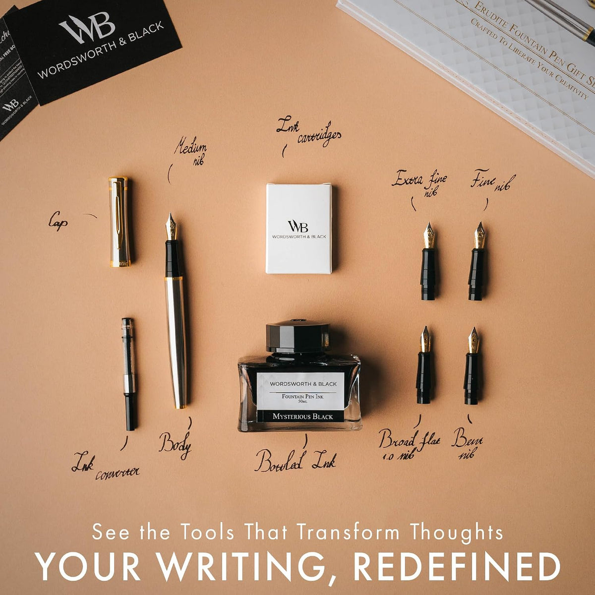 Wordsworth & Black Luxury Fountain Pen Set for Writing