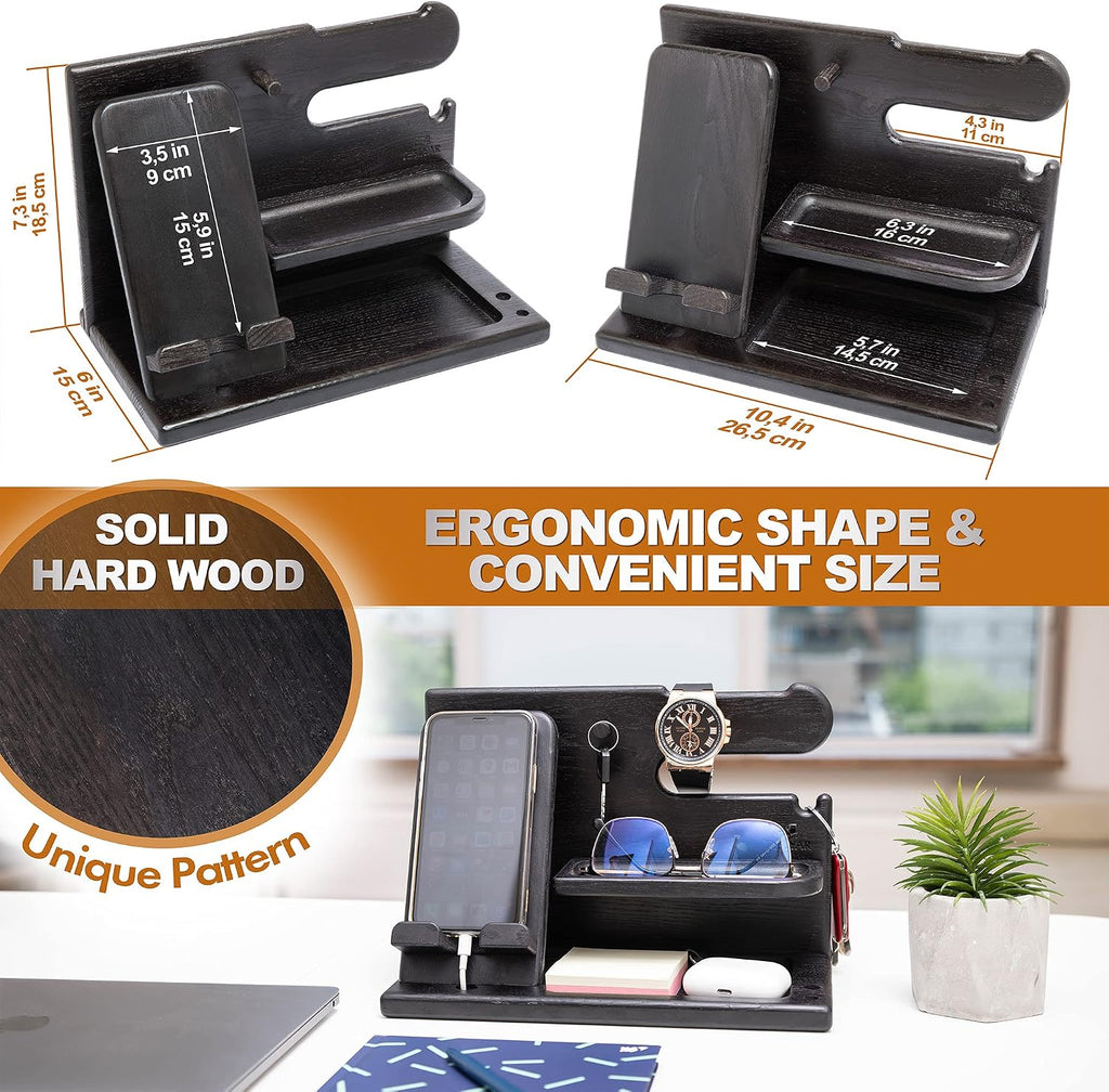 Norwood™ Wooden Docking Station — Phone, Watch & Key Stand