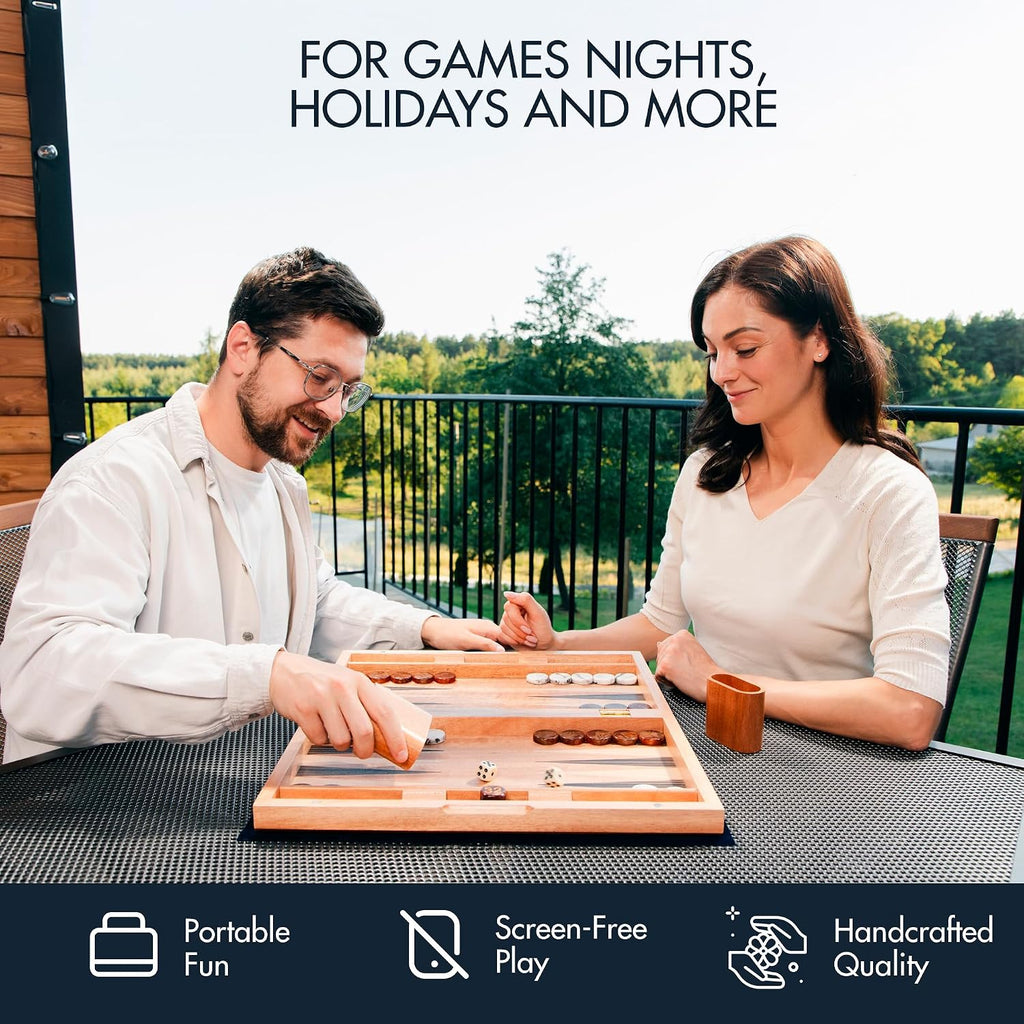 Pointworks 17 Inch Chess Checkers Backgammon Set for adults