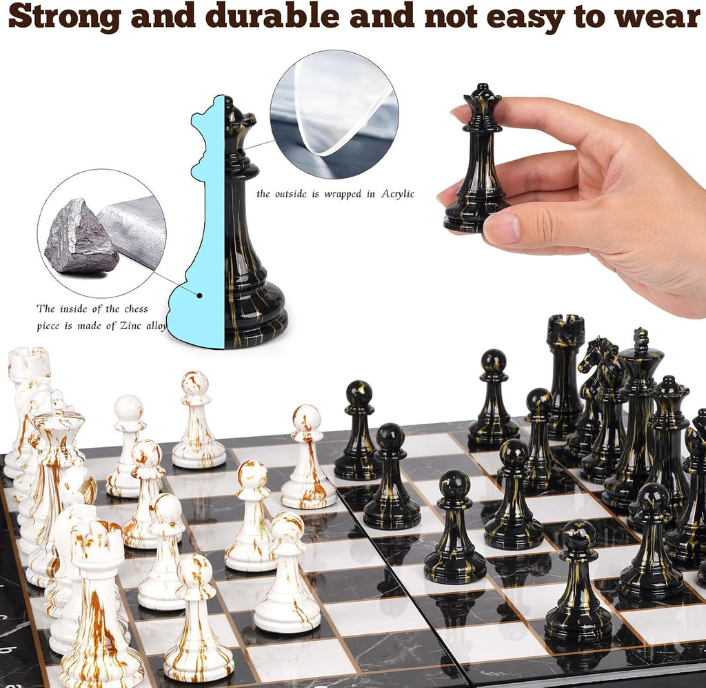 15" Large Chess Set for Adults Kids with Weighted Acrylic Ch
