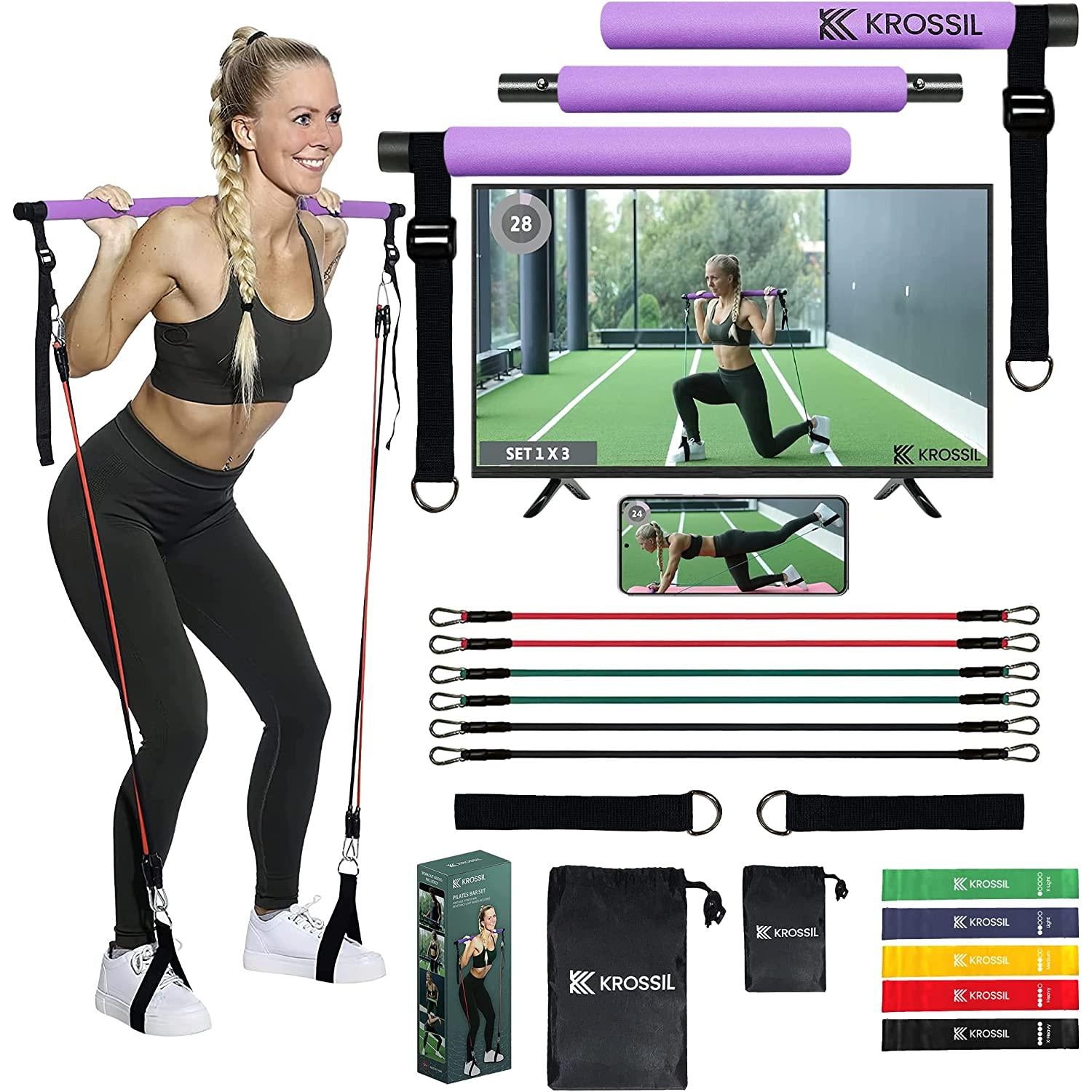 Premium 2-in-1 Pilates Bar Kit with 11 Resistance Bands