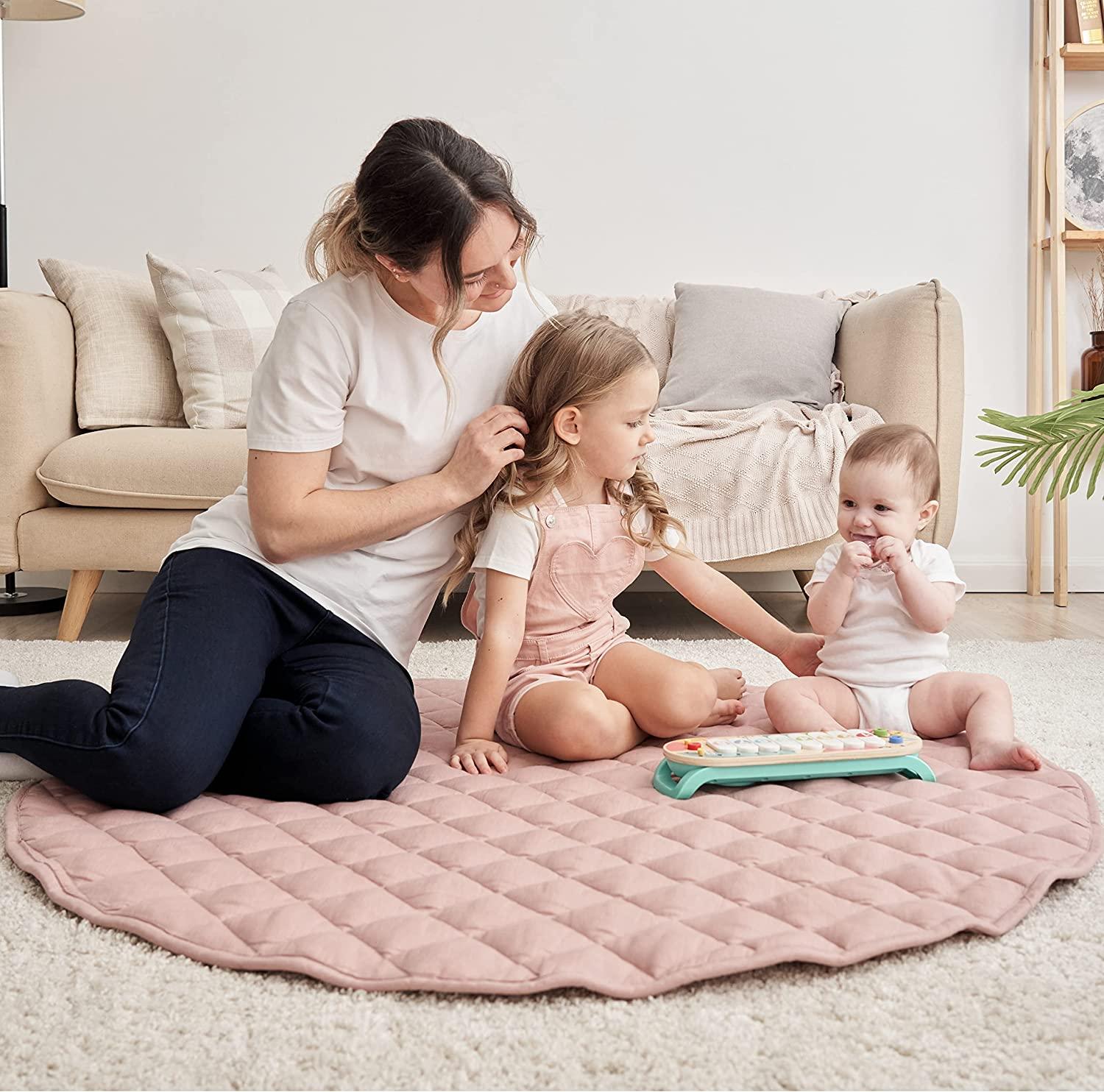 Munich Blue Premium Pure Linen Baby Play Mat