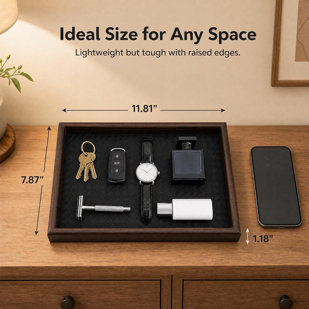 Norwood™ Wooden Valet Tray — Felt-Lined Catch-All