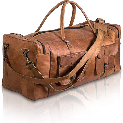 Ashcroft™ Leather Travel Duffle — 30″ Large, Vintage Brown