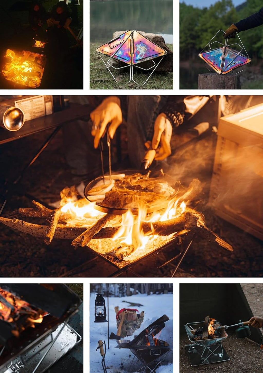 CAMPINGMOON Portable Camping Fire Pit BBQ Grill Outdoor Fire