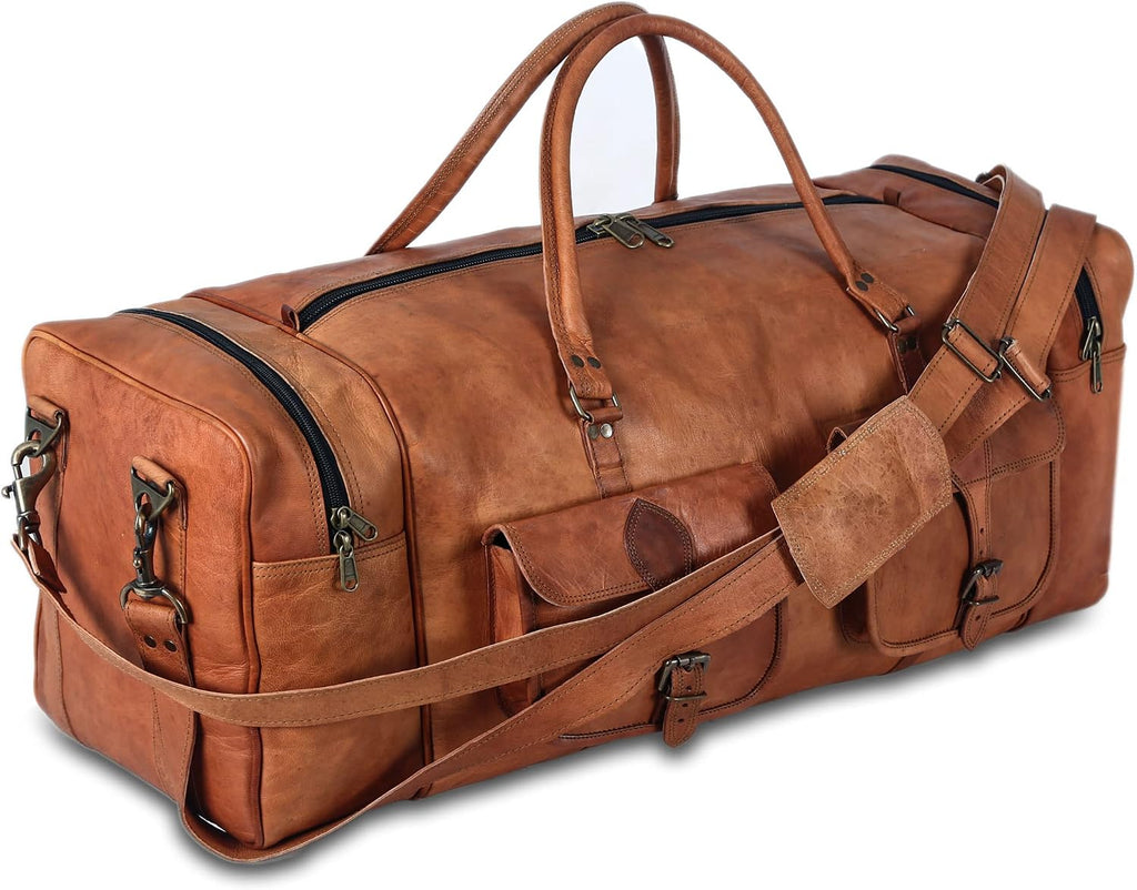 Ashcroft™ Leather Travel Duffle — 30″ Large, Vintage Brown