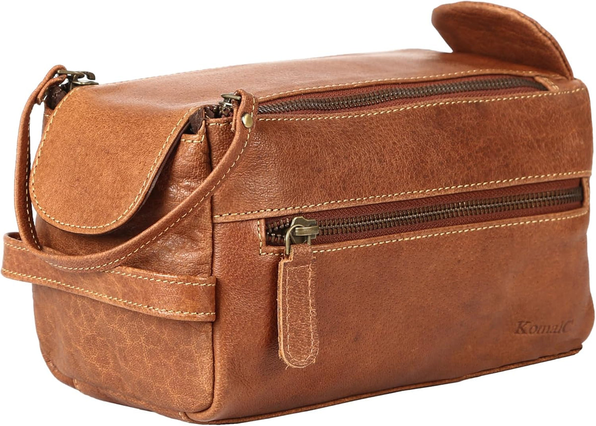 Ridgeway™ Buffalo Leather Toiletry Bag — Distressed Tan