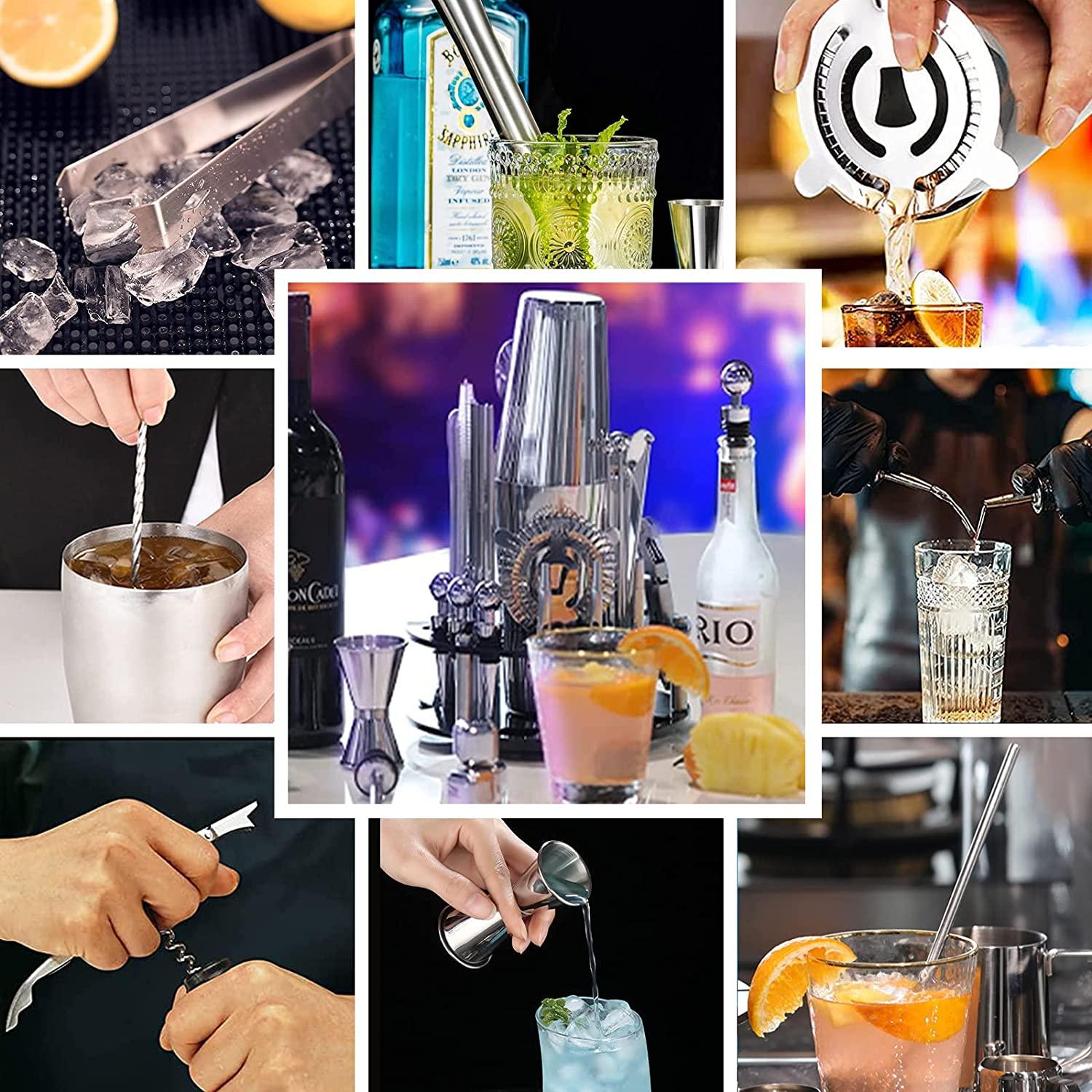 23-Piece Cocktail Shaker Set — Stainless Steel Bartender Kit with Stand & Recipe Book