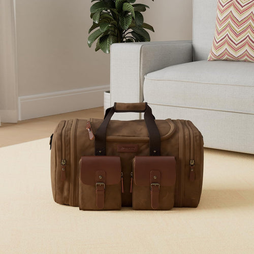 Ashcroft™ Waxed Canvas & Leather Duffle — 50L Expandable Weekender