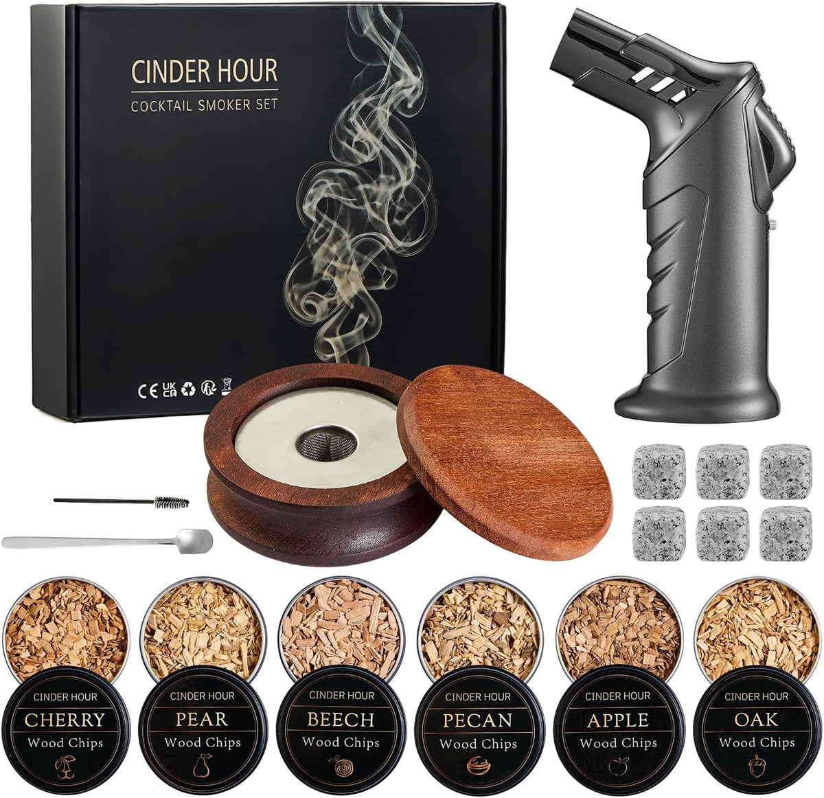 Emberton™ Whisky Smoker Gift Box — Torch, Whisky Stones & Ice Ball Moulds