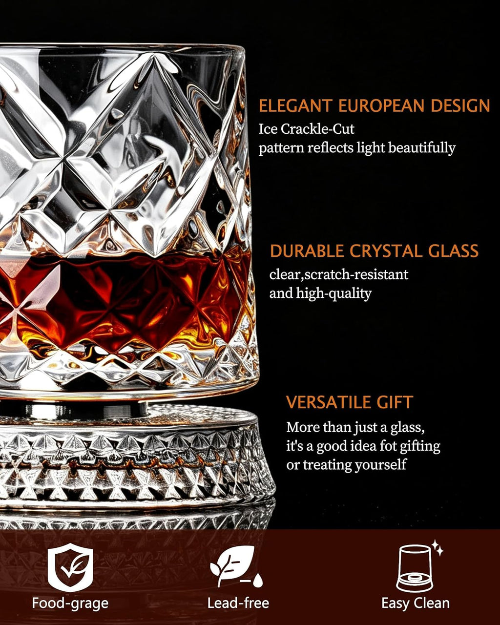 Balvorne™ 360° Spinning Whisky Glasses — Set of 4 with Ice Moulds & Gift Box