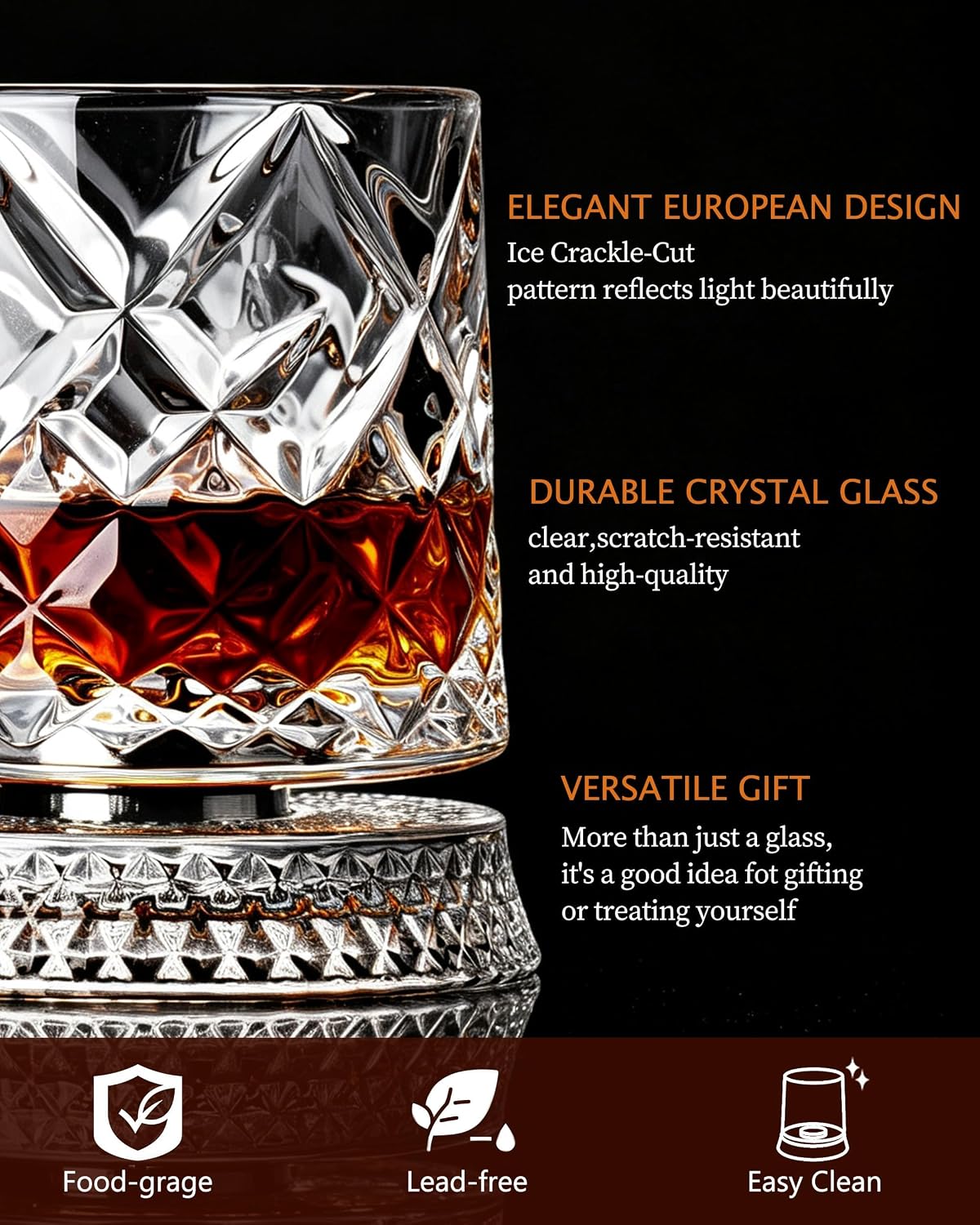 Balvorne™ 360° Spinning Whisky Glasses — Set of 4 with Ice Moulds & Gift Box