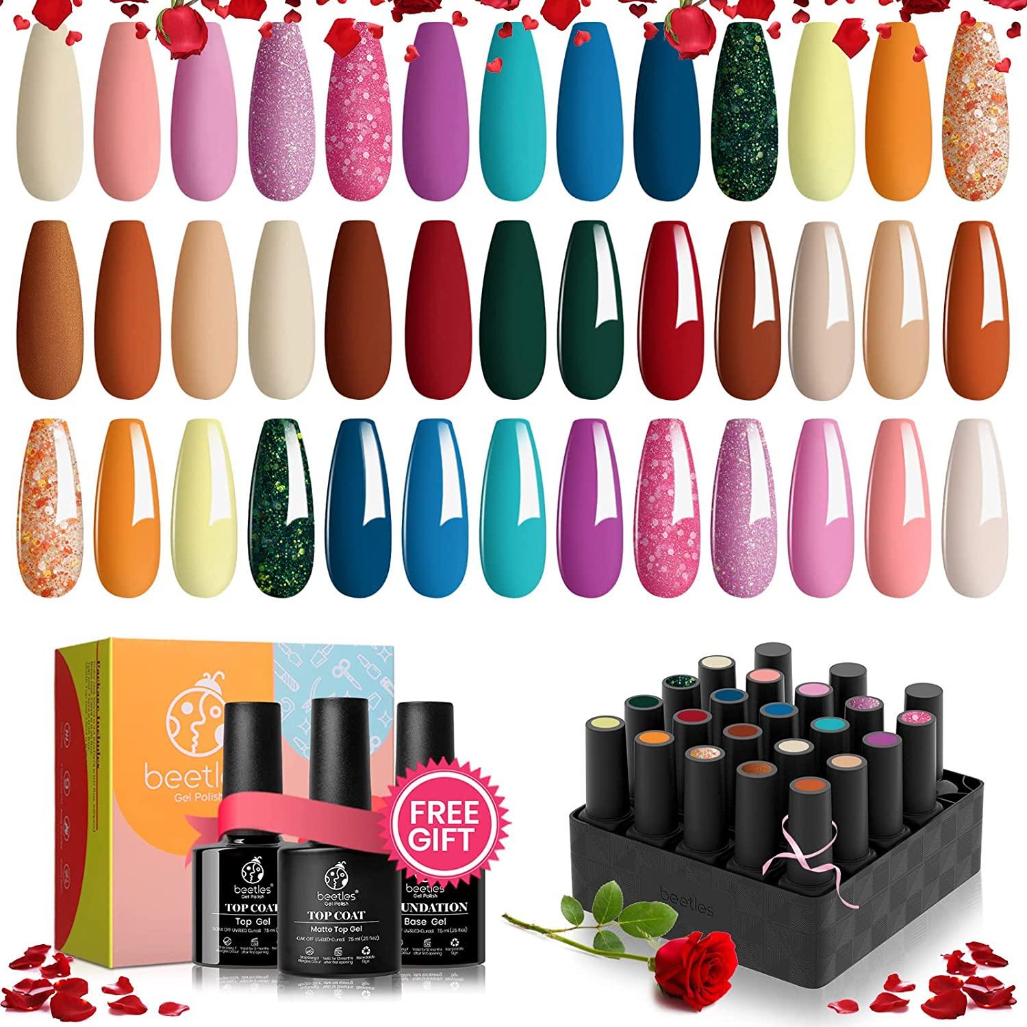 Beetles Gel Nail Polish Kit — 20 Mini Colours with Base & Top Coat