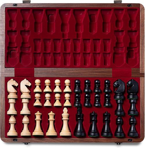 A&A Premium Natural Walnut Folding Chess Set