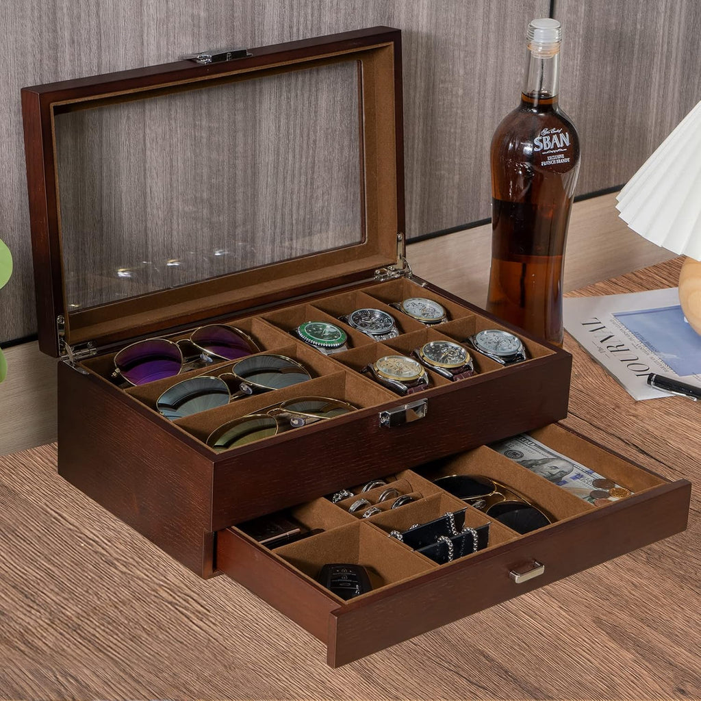 ProCase Lacquered Finish Wooden Men's Jewelry Box