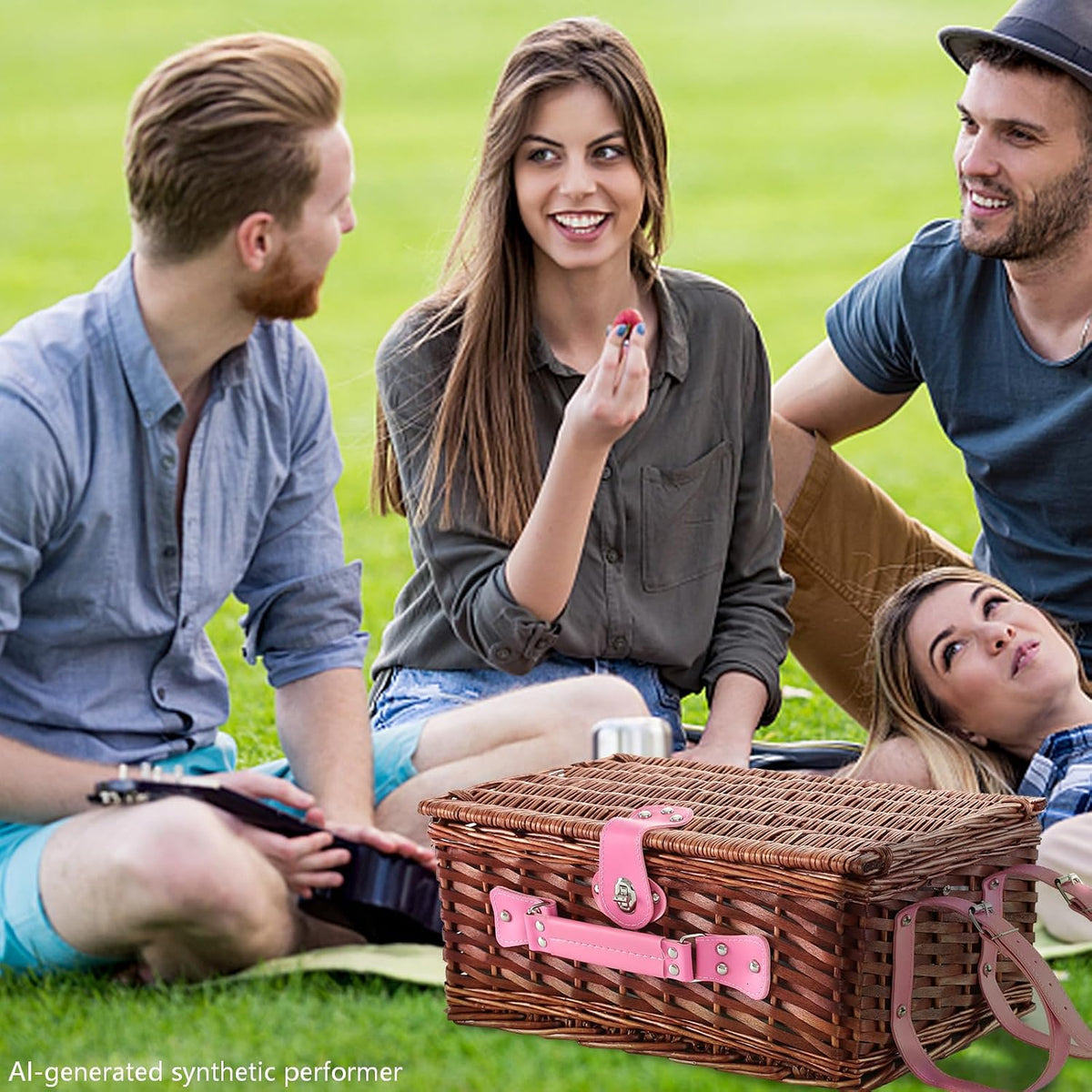 Picnic Basket Set for 4 with Waterproof Picnic Blanket and I