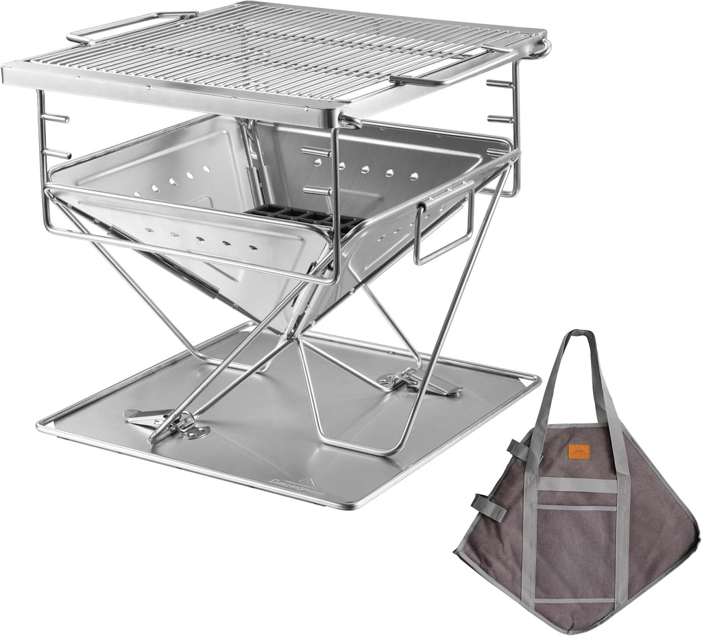 CAMPINGMOON Portable Camping Fire Pit BBQ Grill Outdoor Fire