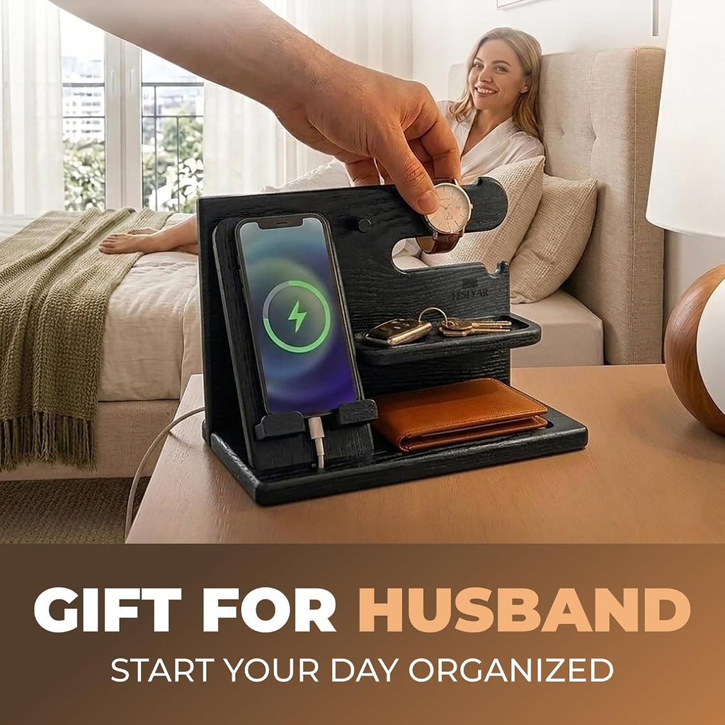 Norwood™ Wooden Docking Station — Phone, Watch & Key Stand