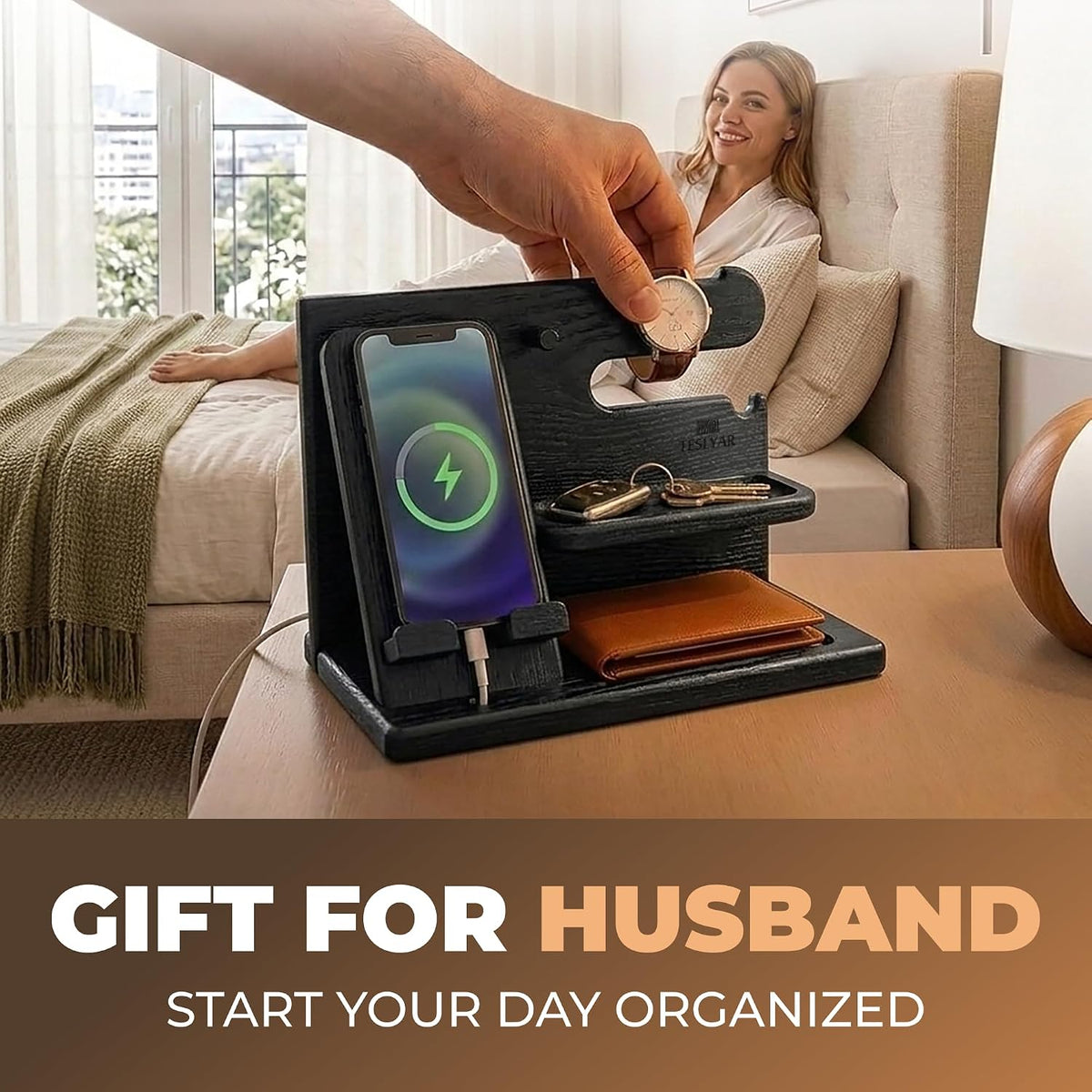 Norwood™ Wooden Docking Station — Phone, Watch & Key Stand