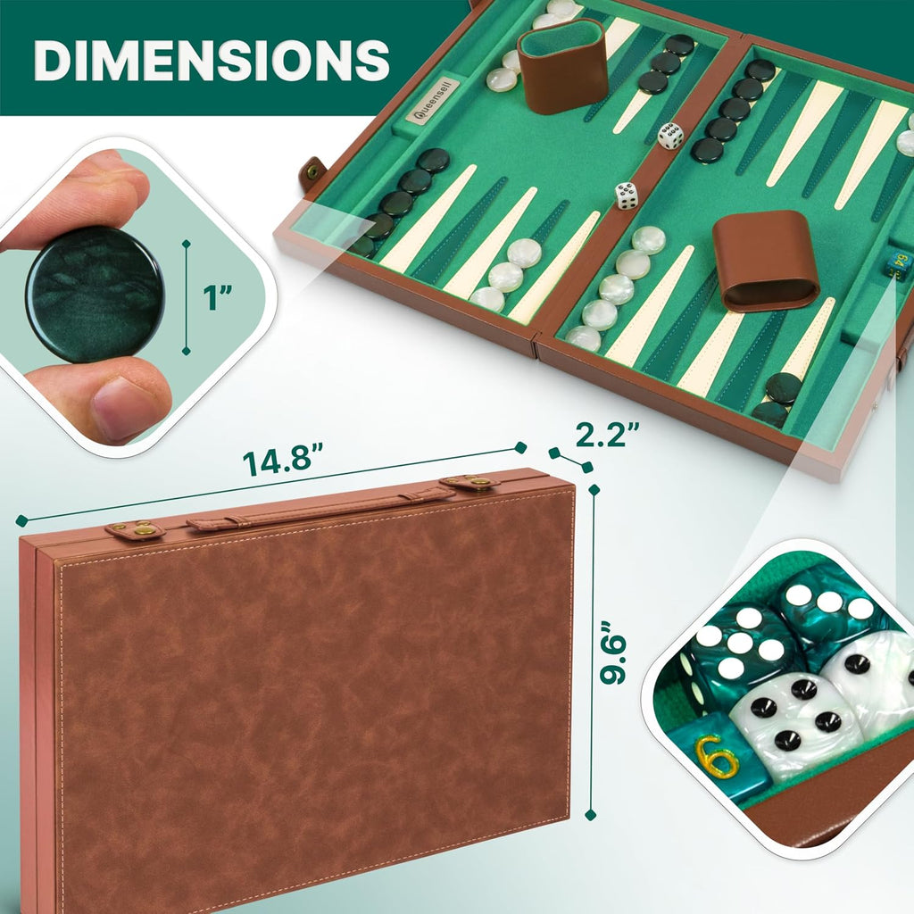 Premium 15 Inch Backgammon Set for Adults