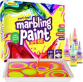 Dan&Darci Marbling Paint Art Kit for Kids - Arts and Crafts for Girls & Boys Ages 6-12 - Craft Kits - Best Tween Paint Gift Ideas for Kids Age 4 5 6 7 8 9 10 Year Old - Marble Painting Kits (DD-041)