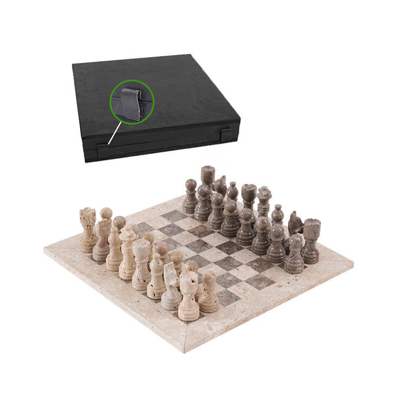 Marble Chess Set 30cm – Oceanic & Travertine