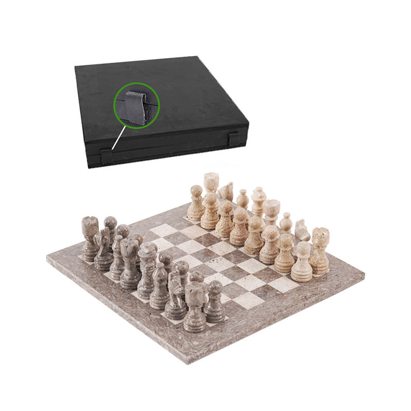 Marble Chess Set 30cm – Oceanic & Travertine