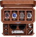 ROTHWELL Leather Watch Box with 4 Compartments & Storage Box