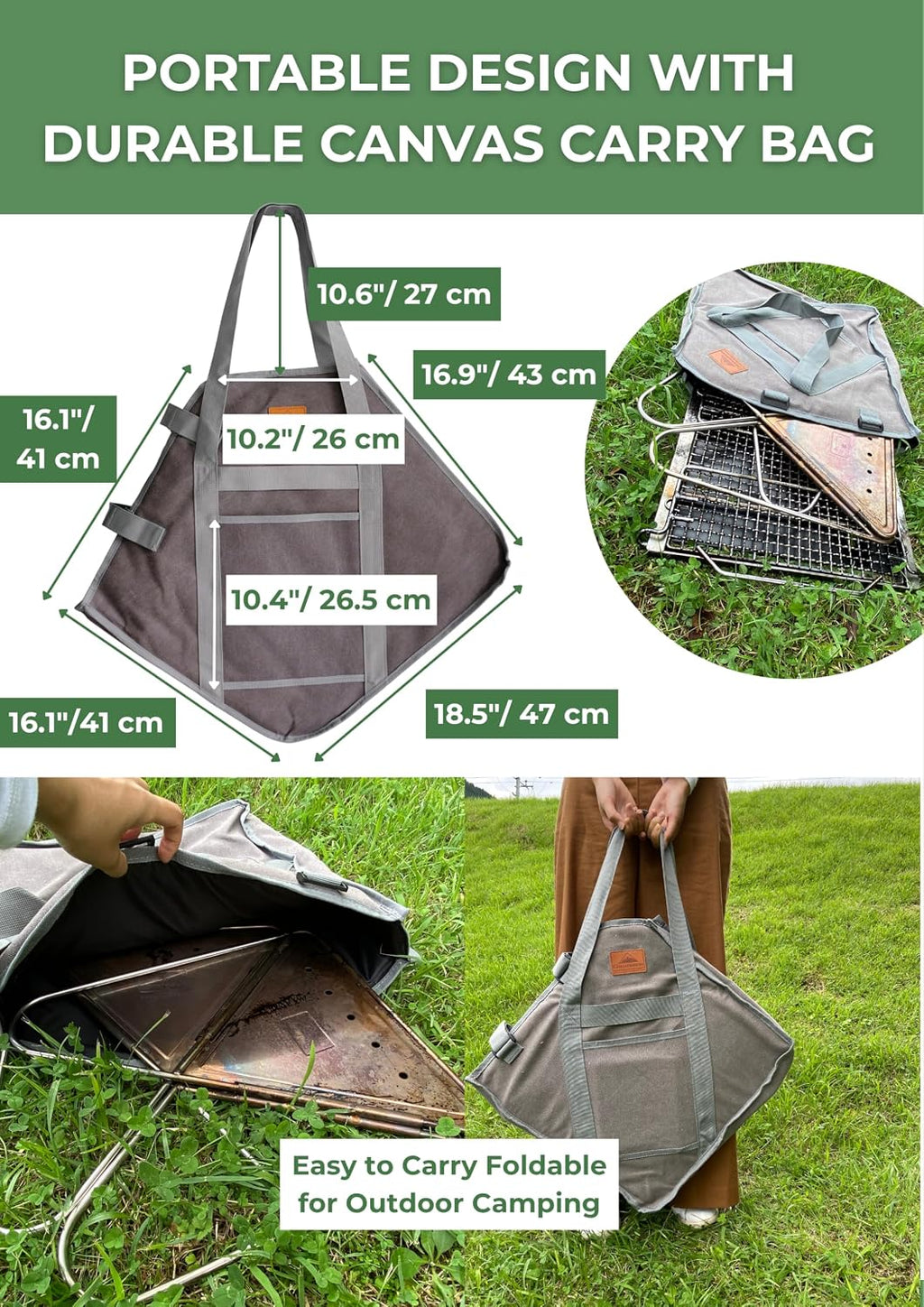 CAMPINGMOON Portable Stainless Steel Wood Burning Grill and 
