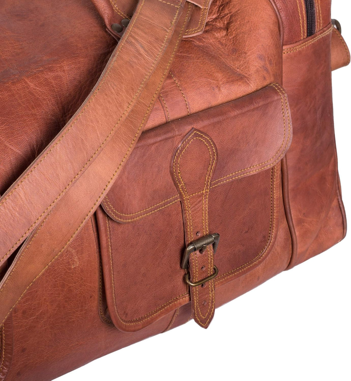 Ashcroft™ Leather Travel Duffle — 30″ Large, Vintage Brown