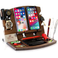 Wood Phone Docking Station Natural Ash Phone Key Holder Wallet Stand