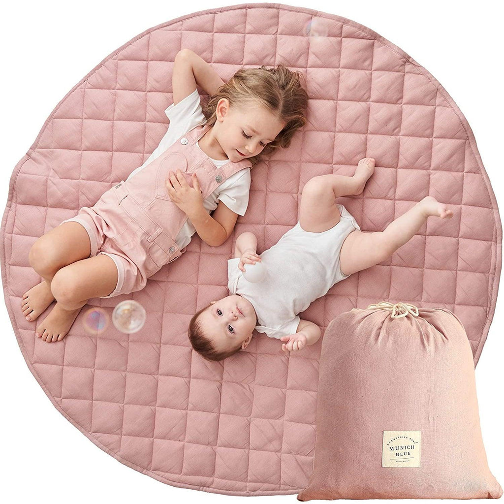Munich Blue Premium Pure Linen Baby Play Mat