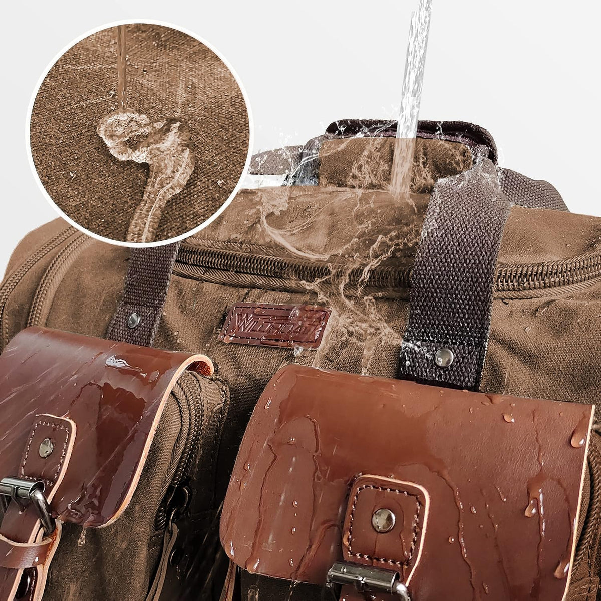Ashcroft™ Waxed Canvas & Leather Duffle — 50L Expandable Weekender