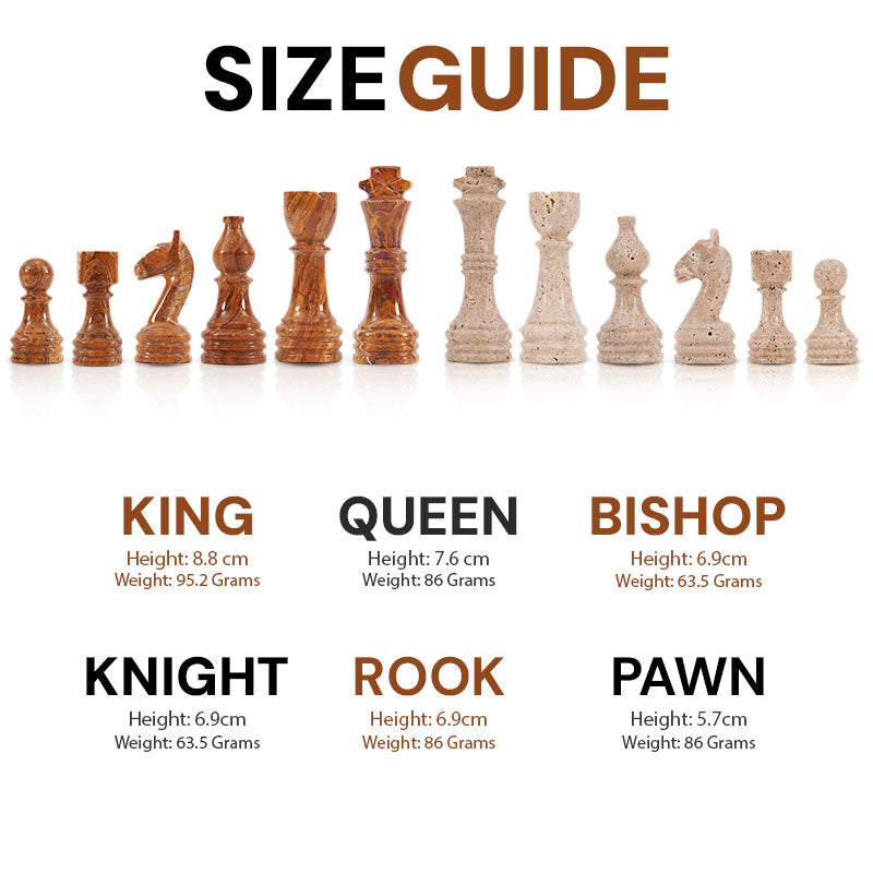 Marble Chess Set 38cm – Red & Travertine